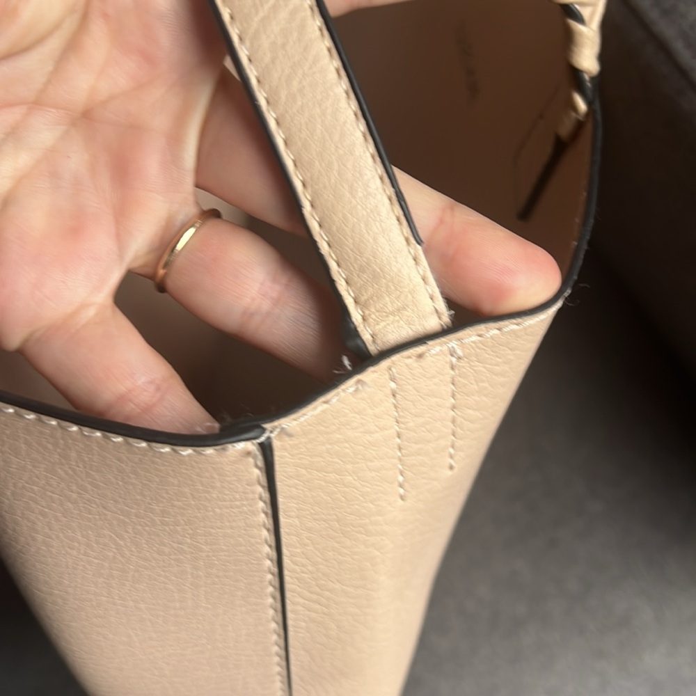 🕶️Jules Kae Pale Pink Neutral Vegan Leather Tote Braided Handles Anthropologie - Picture 7 of 8